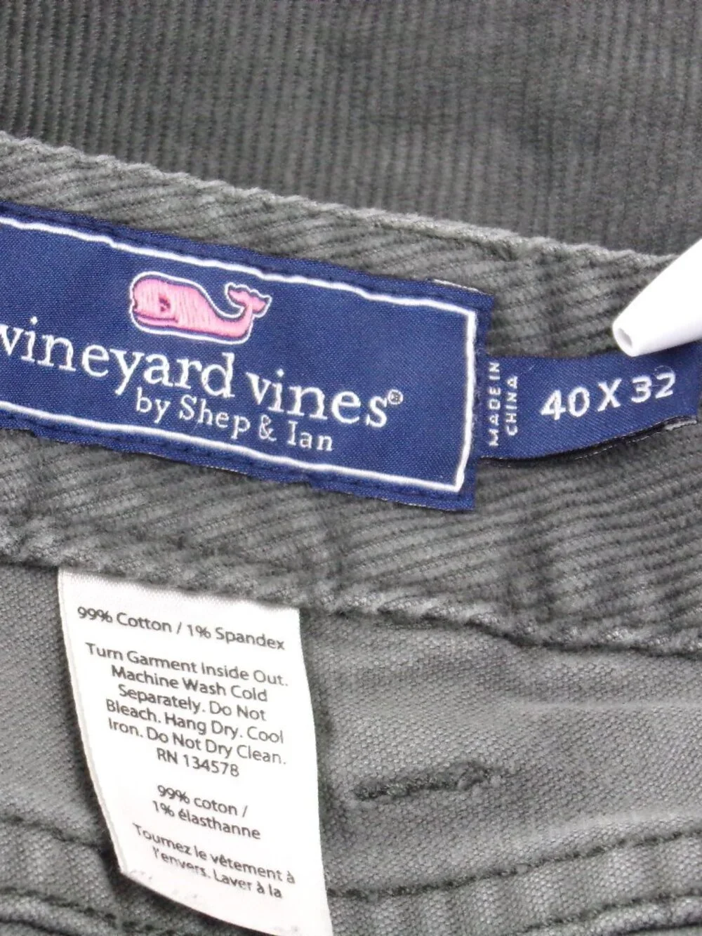 Vineyard Vines Corduroy Pants 40 / 32 Green Straight Fit Stretch 5 Pocket